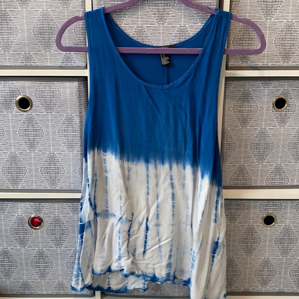 Blue tie dye tank top